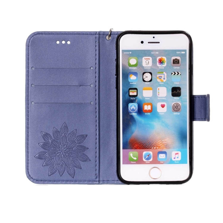 For iPhone 6 Plus & 6s Plus Crazy Horse Texture Half Flower Printing Horizontal Flip Leather Case with Holder & Card Slots & Wallet & Lanyard