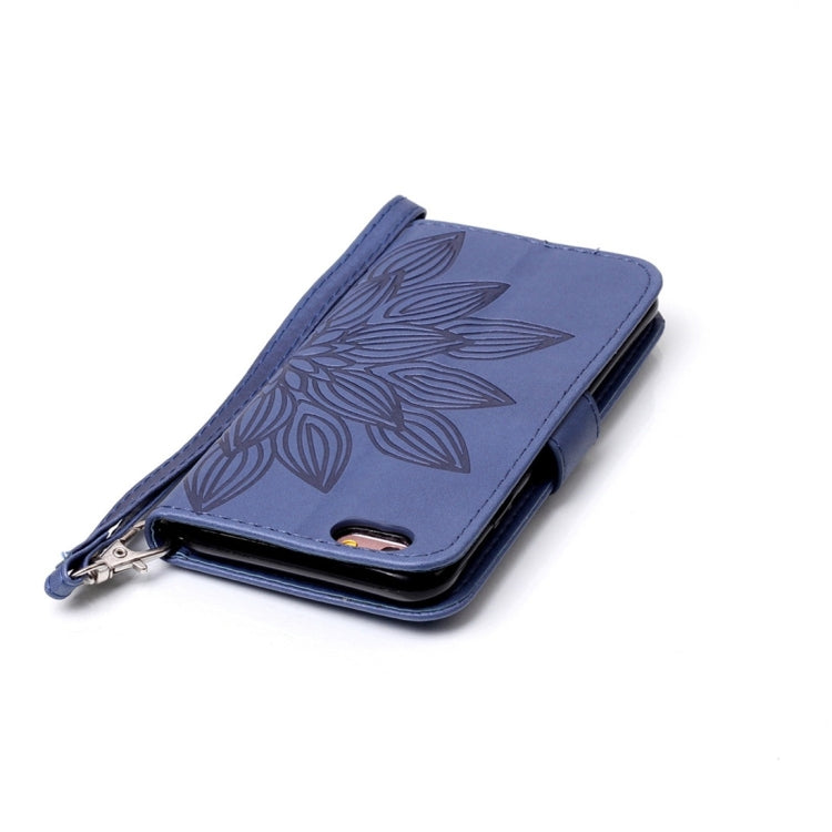 For iPhone 6 Plus & 6s Plus Crazy Horse Texture Half Flower Printing Horizontal Flip Leather Case with Holder & Card Slots & Wallet & Lanyard