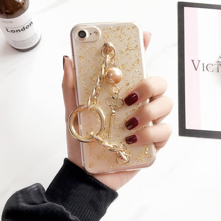 For iPhone 6 Plus & 6s Plus Scattered Platinum Glitter Powder Soft TPU Protective Back Cover Case with Ring Pandent