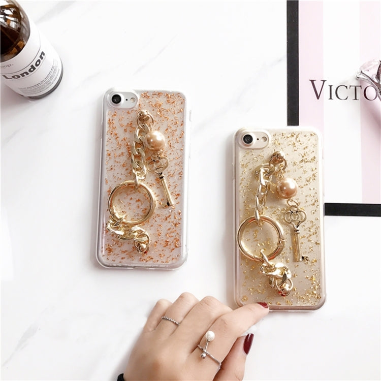 For iPhone 6 Plus & 6s Plus Scattered Platinum Glitter Powder Soft TPU Protective Back Cover Case with Ring Pandent