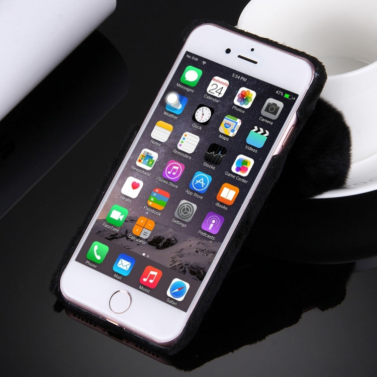 For iPhone 6 Plus & 6s Plus Plush Cloth Cover PC Protective Case with Furry Ball Chain Pendant