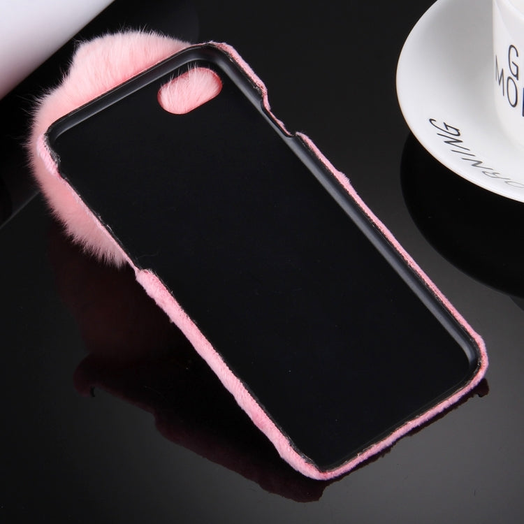 For iPhone 6 Plus & 6s Plus Plush Cloth Cover PC Protective Case with Furry Ball Chain Pendant