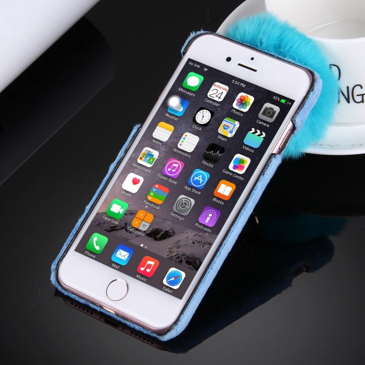For iPhone 6 Plus & 6s Plus Plush Cloth Cover PC Protective Case with Furry Ball Chain Pendant