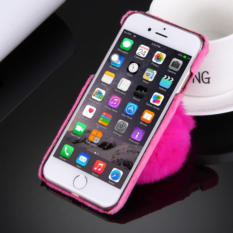For iPhone 6 Plus & 6s Plus Plush Cloth Cover PC Protective Case with Furry Ball Chain Pendant