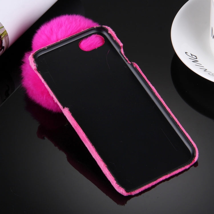 For iPhone 6 Plus & 6s Plus Plush Cloth Cover PC Protective Case with Furry Ball Chain Pendant