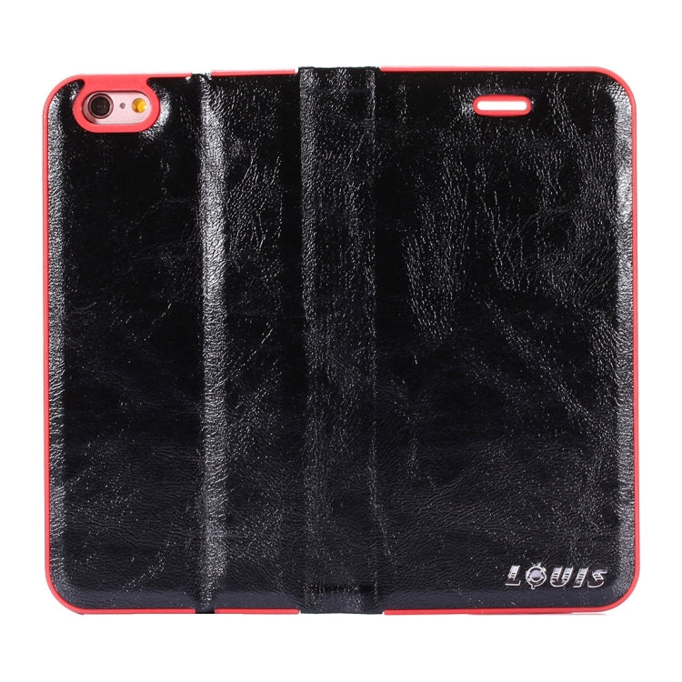LOUIS for iPhone 6 Plus & iPhone 6s Plus Crystal Texture PC Full Coverage Horizontal Flip Leather Case with Holder & Card Slots (Black)