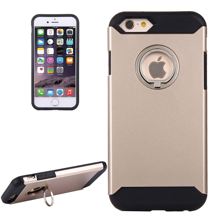 For iPhone 6 Plus & 6s Plus Anti-Drop Shockproof Dual Layer TPU + PC Protective Case with Hidden Ring Holder