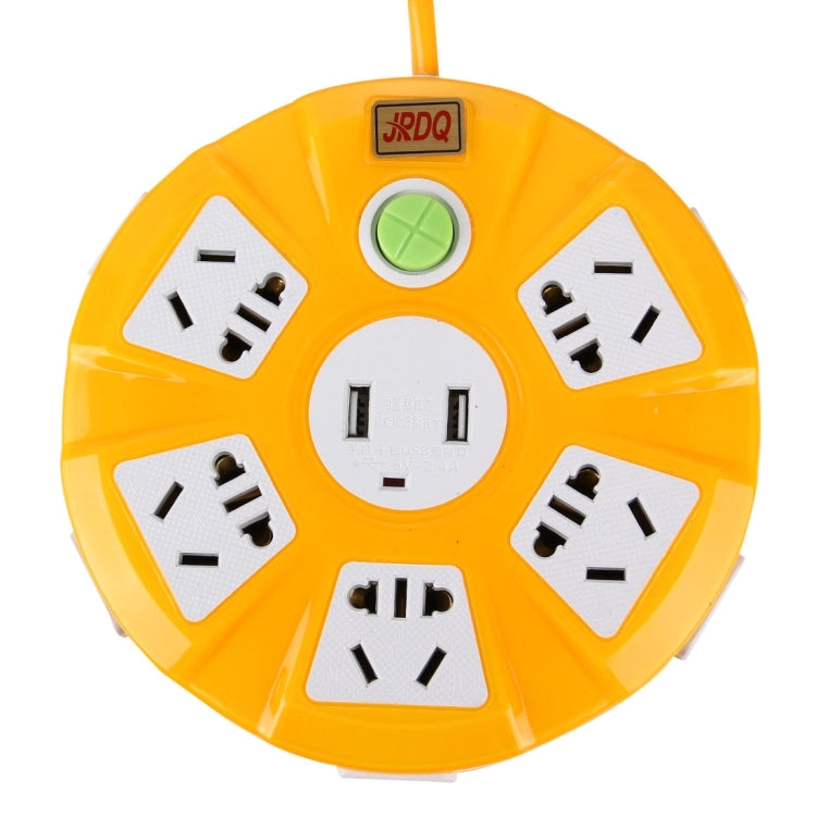 Circular Multi Plug Universal 10 Outlets + 2 USB Ports Smart USB 250V AC Power Socket, AU Plug(Yellow)