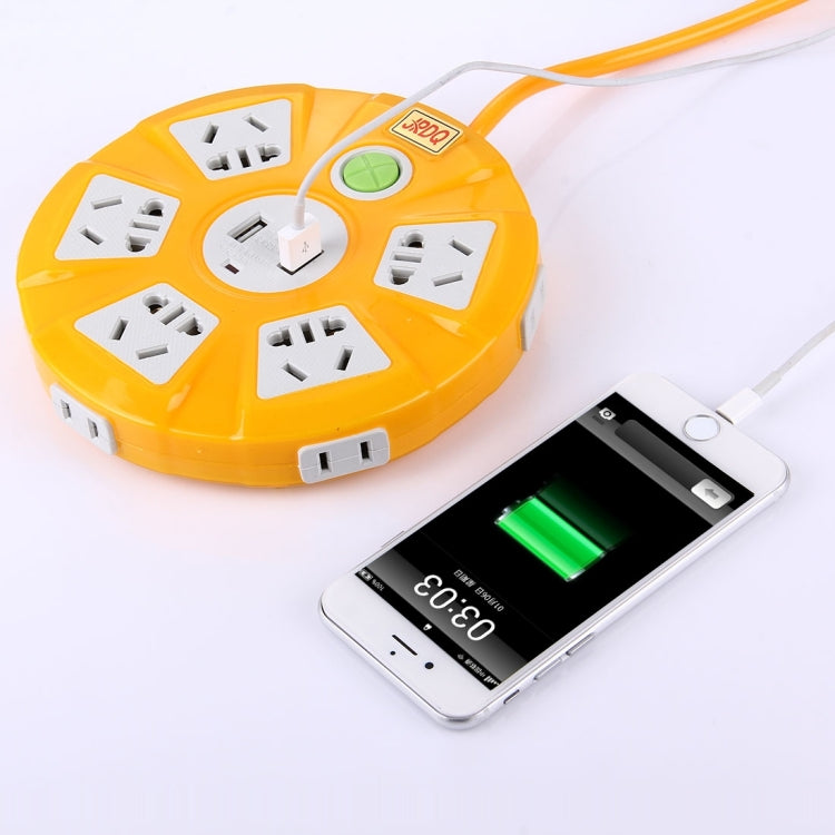 Circular Multi Plug Universal 10 Outlets + 2 USB Ports Smart USB 250V AC Power Socket, AU Plug(Yellow)