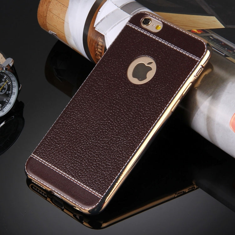 For iPhone 6 Plus & 6s Plus 3D Litchi Texture Soft TPU Protective Case