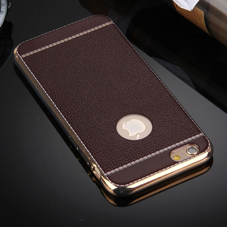 For iPhone 6 Plus & 6s Plus 3D Litchi Texture Soft TPU Protective Case