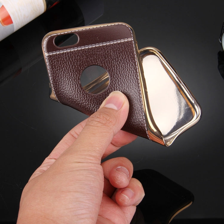 For iPhone 6 Plus & 6s Plus 3D Litchi Texture Soft TPU Protective Case