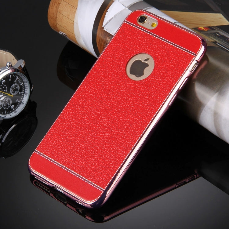For iPhone 6 Plus & 6s Plus 3D Litchi Texture Soft TPU Protective Case