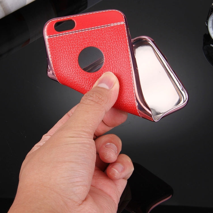 For iPhone 6 Plus & 6s Plus 3D Litchi Texture Soft TPU Protective Case