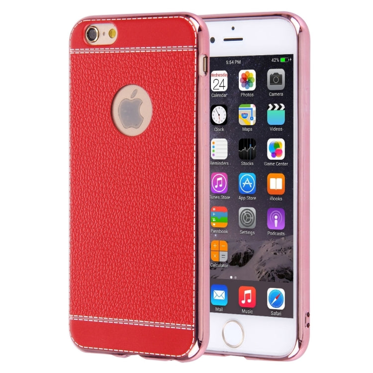 For iPhone 6 Plus & 6s Plus 3D Litchi Texture Soft TPU Protective Case