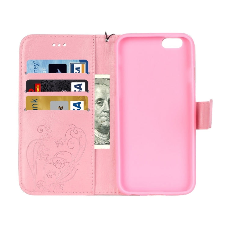 For iPhone 6 Plus & 6s Plus Heart Diamond Encrusted Flowers Embossing Horizontal Flip Leather Case with Holder & Card Slots & Wallet & Lanyard