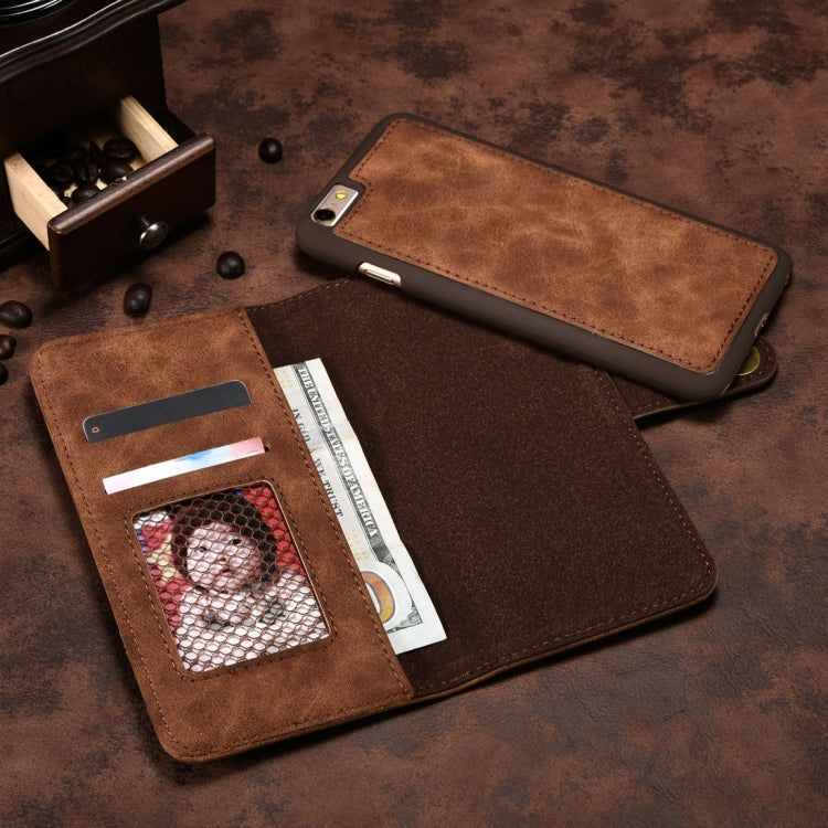 For iPhone 6 Plus & 6s Plus Retro Magnetic Horizontal Flip Leather Case with Card Slots & Wallet & Photo Frame & Detachable Back Cover