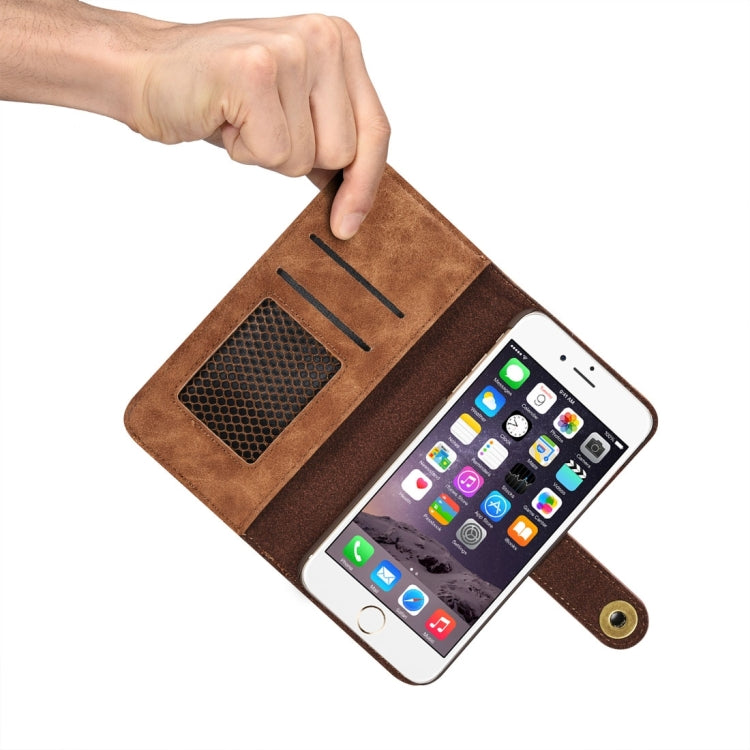 For iPhone 6 Plus & 6s Plus Retro Magnetic Horizontal Flip Leather Case with Card Slots & Wallet & Photo Frame & Detachable Back Cover