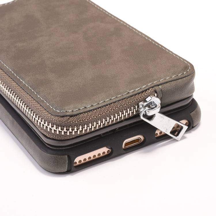 For iPhone 6 Plus & 6s Plus Removable Rotation TPU + Leather Protective Case with Zipper Wallet Bag