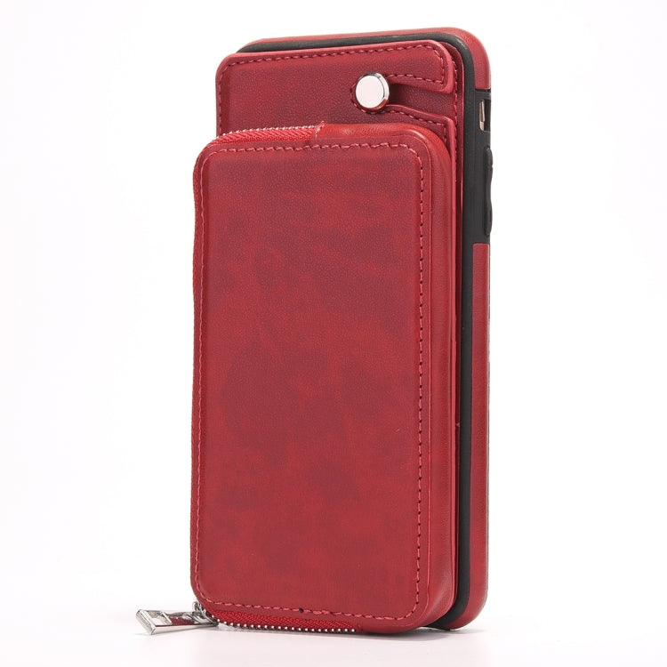 For iPhone 6 Plus & 6s Plus Removable Rotation TPU + Leather Protective Case with Zipper Wallet Bag