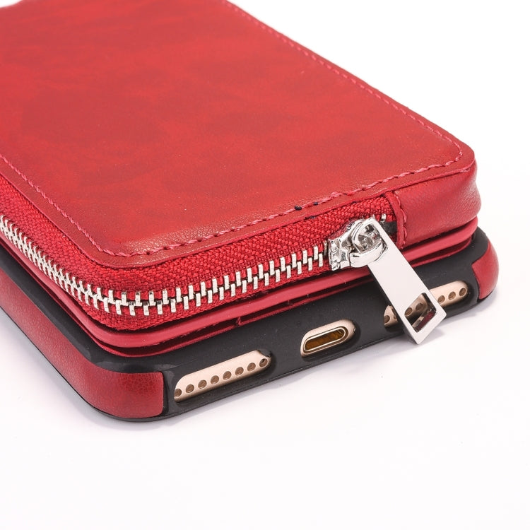 For iPhone 6 Plus & 6s Plus Removable Rotation TPU + Leather Protective Case with Zipper Wallet Bag