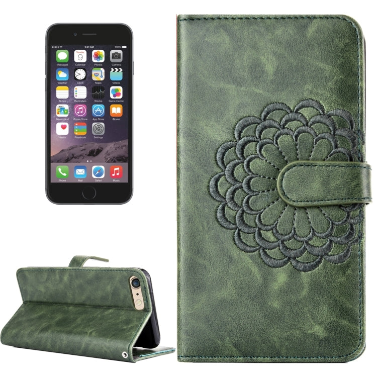 For iPhone 6 Plus & 6s Plus Embroidery Flower Pattern Horizontal Flip Leather Case with Holder & Card Slots & Wallet & Photo Frame