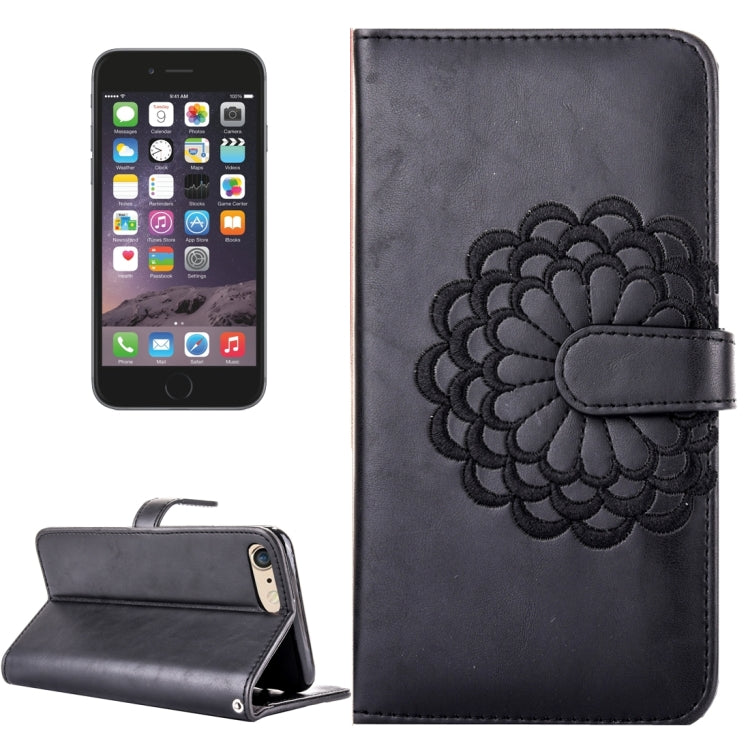 For iPhone 6 Plus & 6s Plus Embroidery Flower Pattern Horizontal Flip Leather Case with Holder & Card Slots & Wallet & Photo Frame