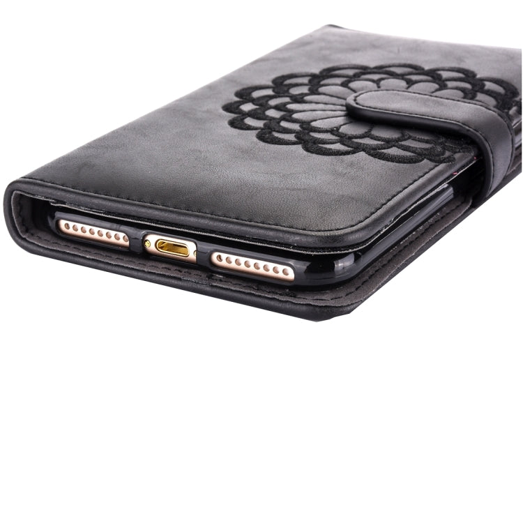 For iPhone 6 Plus & 6s Plus Embroidery Flower Pattern Horizontal Flip Leather Case with Holder & Card Slots & Wallet & Photo Frame