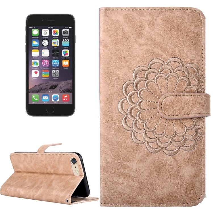 For iPhone 6 Plus & 6s Plus Embroidery Flower Pattern Horizontal Flip Leather Case with Holder & Card Slots & Wallet & Photo Frame
