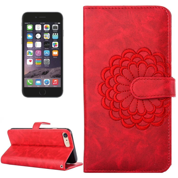 For iPhone 6 Plus & 6s Plus Embroidery Flower Pattern Horizontal Flip Leather Case with Holder & Card Slots & Wallet & Photo Frame