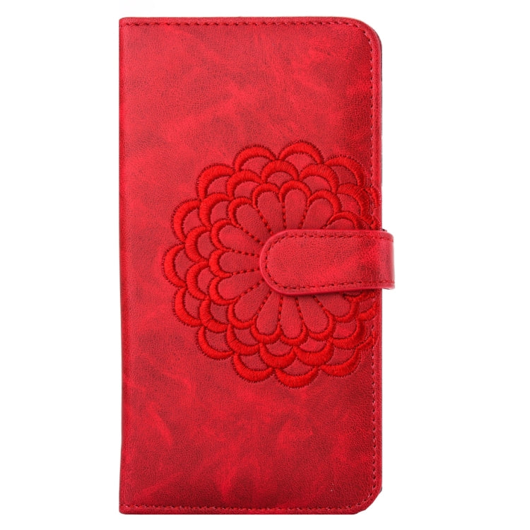 For iPhone 6 Plus & 6s Plus Embroidery Flower Pattern Horizontal Flip Leather Case with Holder & Card Slots & Wallet & Photo Frame