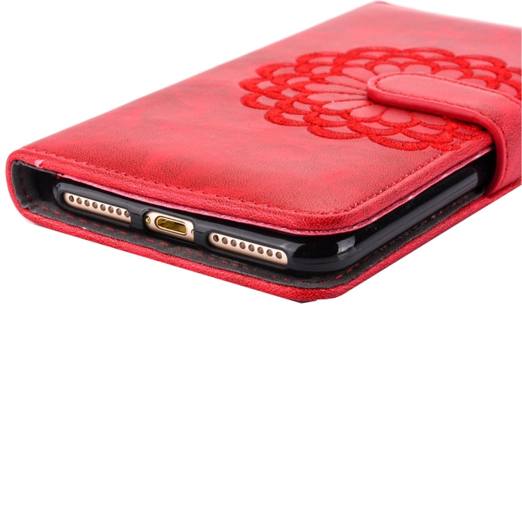 For iPhone 6 Plus & 6s Plus Embroidery Flower Pattern Horizontal Flip Leather Case with Holder & Card Slots & Wallet & Photo Frame