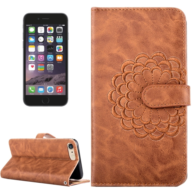For iPhone 6 Plus & 6s Plus Embroidery Flower Pattern Horizontal Flip Leather Case with Holder & Card Slots & Wallet & Photo Frame