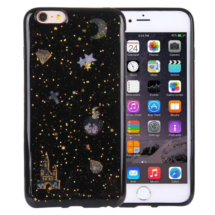 For iPhone 6 Plus & 6s Plus Flash Powder Twinkling NightSky First Quarter Moon Pattern Soft TPU Protective Case