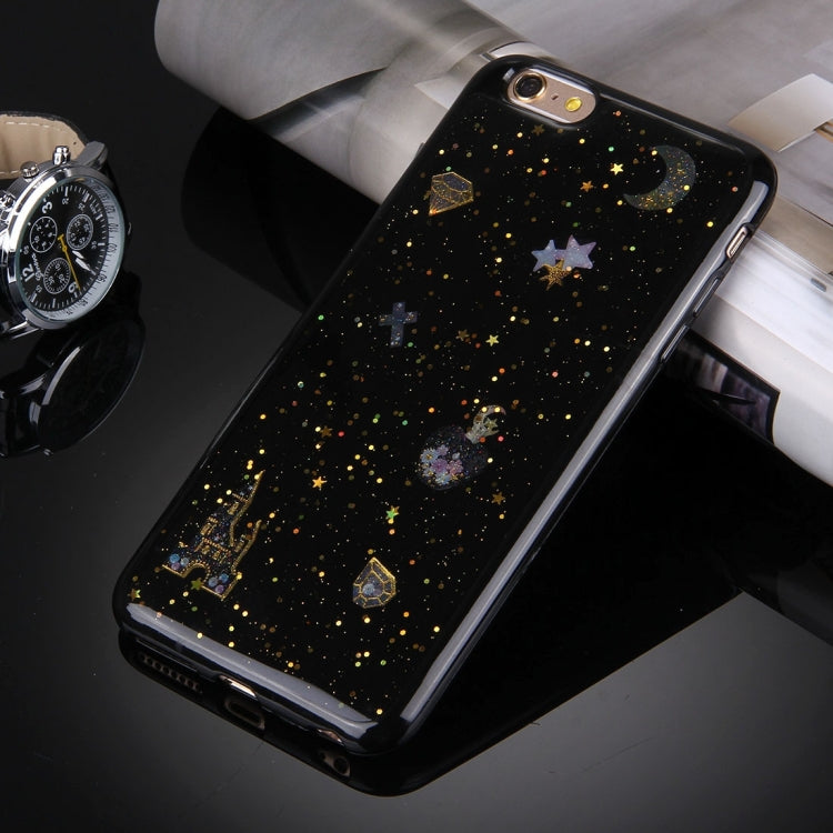 For iPhone 6 Plus & 6s Plus Flash Powder Twinkling NightSky First Quarter Moon Pattern Soft TPU Protective Case