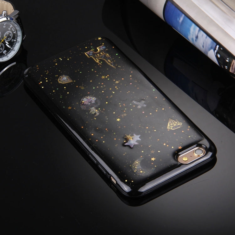 For iPhone 6 Plus & 6s Plus Flash Powder Twinkling NightSky First Quarter Moon Pattern Soft TPU Protective Case