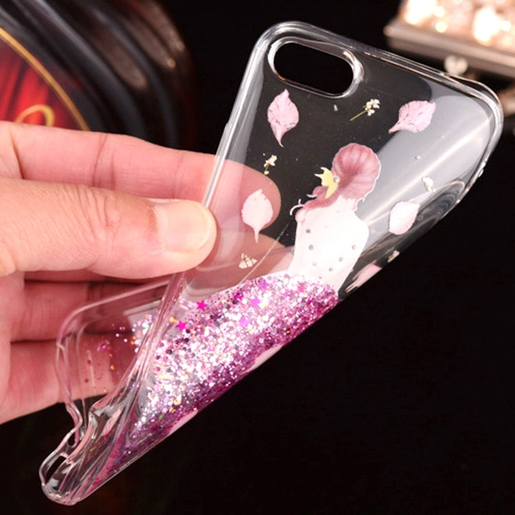 For iPhone 6 Plus & 6s Plus Epoxy Dripping Pressed Real Dried Falling Flowers Glitter Powder Girl Soft TPU Protective Case Back Cover