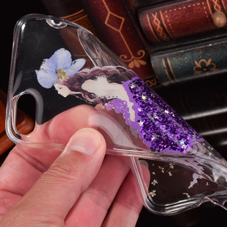 For iPhone 6 Plus & 6s Plus Epoxy Dripping Pressed Real Dried Flower Glitter Powder Mermaid Soft TPU Protective Case Back Cover