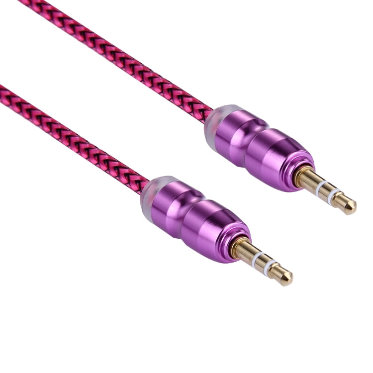 Woven Style Metal Head 3.5mm Male to Male Plug Jack Stereo Audio AUX Cable for iPhone, iPad, Samsung, iPod Laptop, MP3, Length: 1m