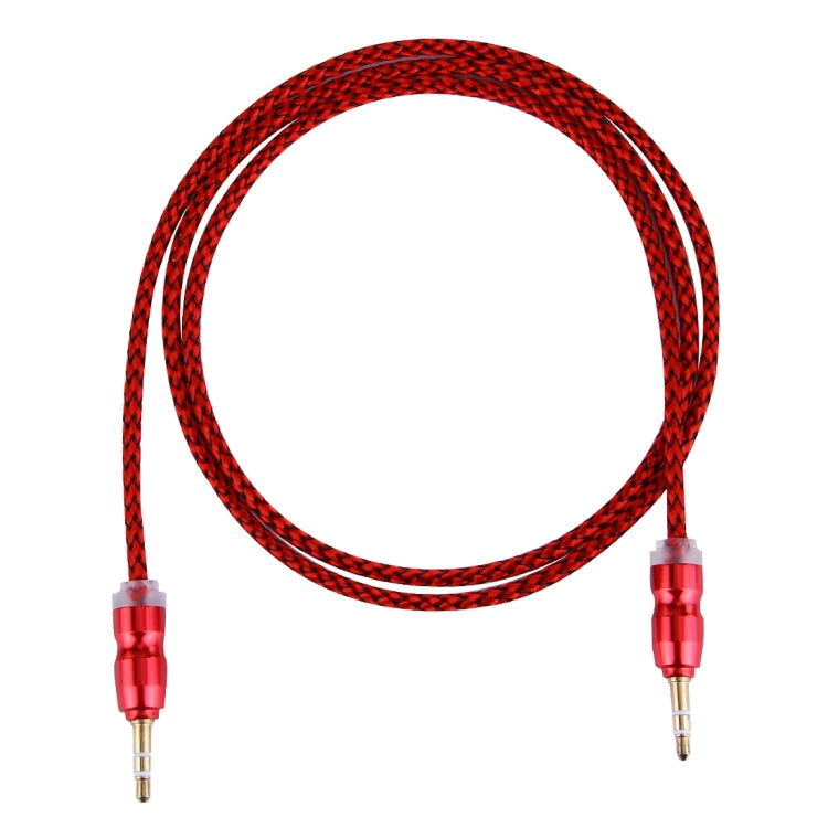 Woven Style Metal Head 3.5mm Male to Male Plug Jack Stereo Audio AUX Cable for iPhone, iPad, Samsung, iPod Laptop, MP3, Length: 1m