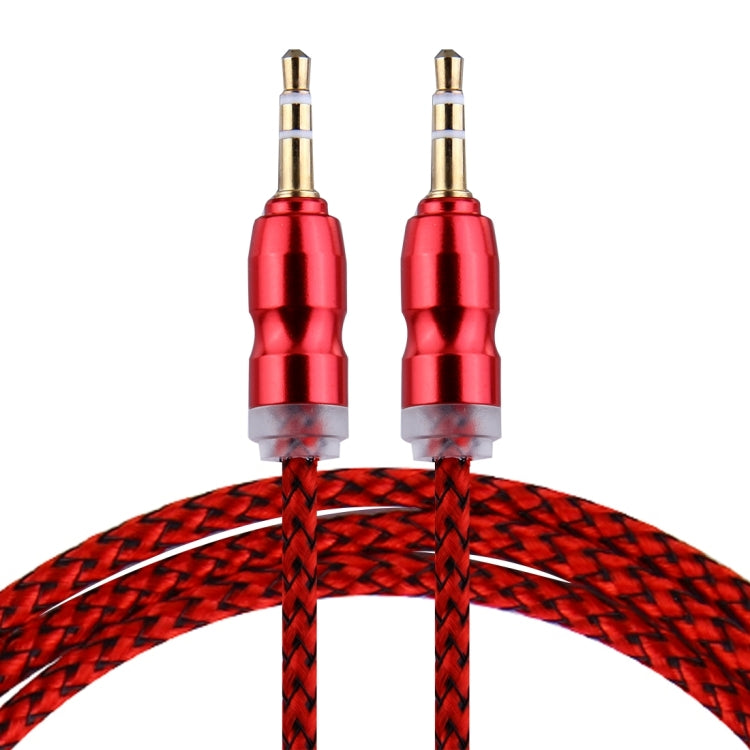 Woven Style Metal Head 3.5mm Male to Male Plug Jack Stereo Audio AUX Cable for iPhone, iPad, Samsung, iPod Laptop, MP3, Length: 1m