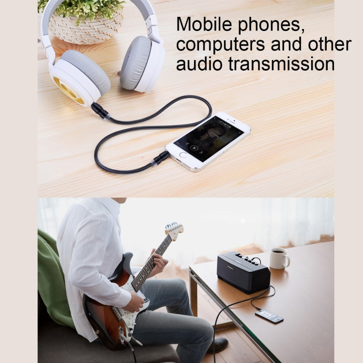 Woven Style Metal Head 3.5mm Male to Male Plug Jack Stereo Audio AUX Cable for iPhone, iPad, Samsung, iPod Laptop, MP3, Length: 1m