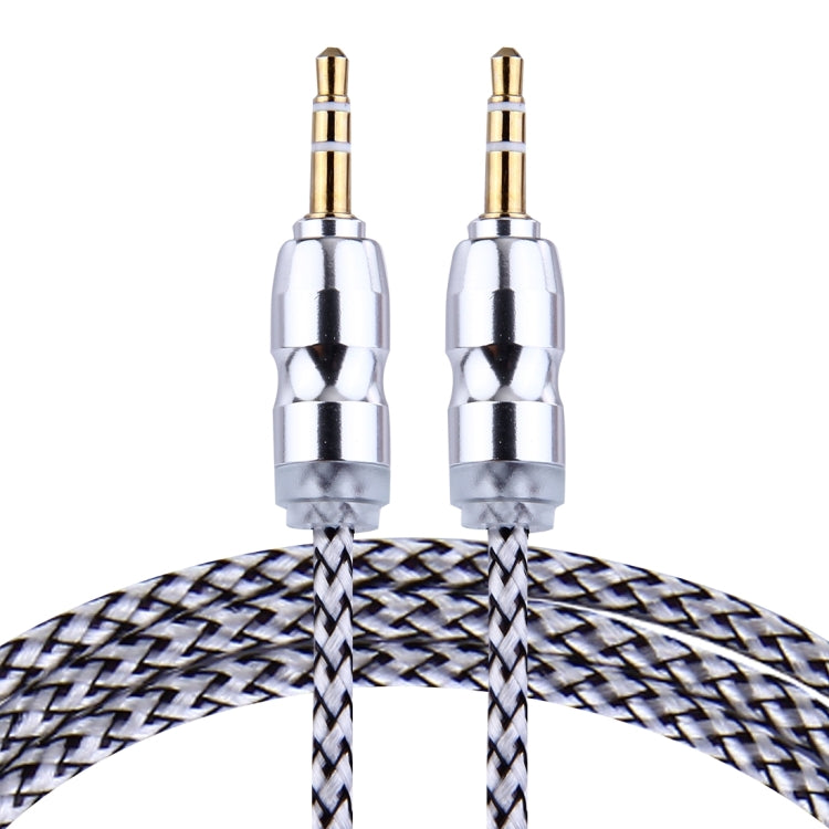 Woven Style Metal Head 3.5mm Male to Male Plug Jack Stereo Audio AUX Cable for iPhone, iPad, Samsung, iPod Laptop, MP3, Length: 1m