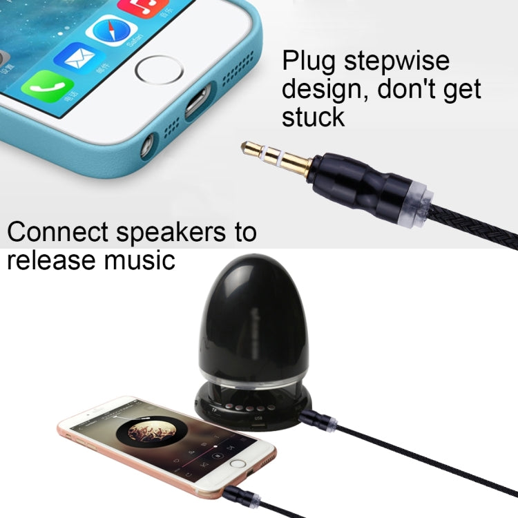 Woven Style Metal Head 3.5mm Male to Male Plug Jack Stereo Audio AUX Cable for iPhone, iPad, Samsung, iPod Laptop, MP3, Length: 1m