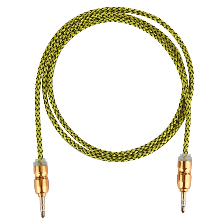 Woven Style Metal Head 3.5mm Male to Male Plug Jack Stereo Audio AUX Cable for iPhone, iPad, Samsung, iPod Laptop, MP3, Length: 1m