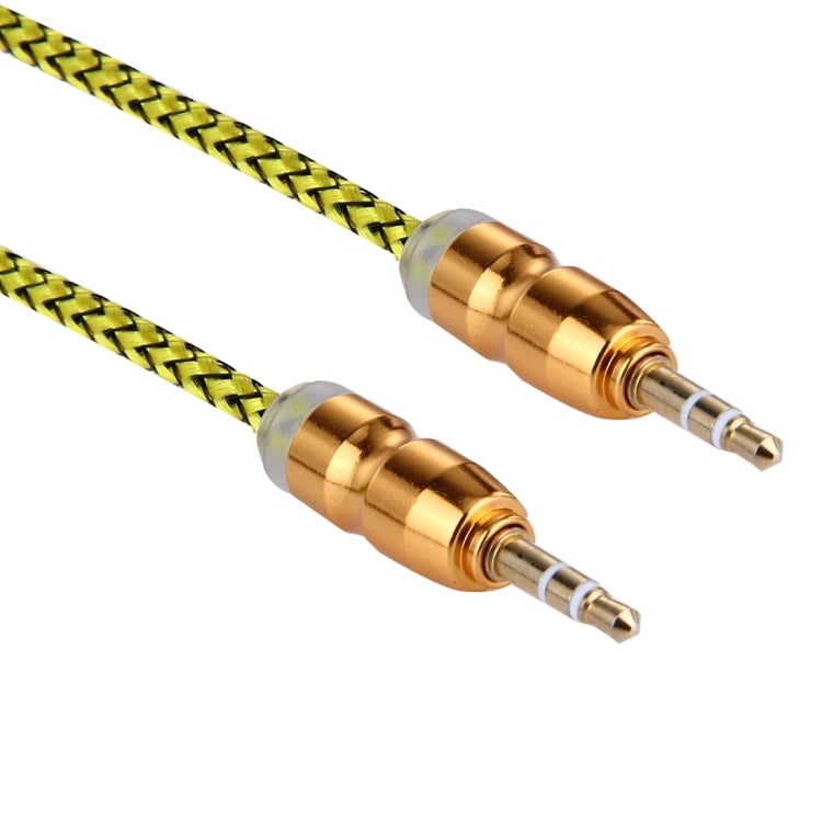 Woven Style Metal Head 3.5mm Male to Male Plug Jack Stereo Audio AUX Cable for iPhone, iPad, Samsung, iPod Laptop, MP3, Length: 1m