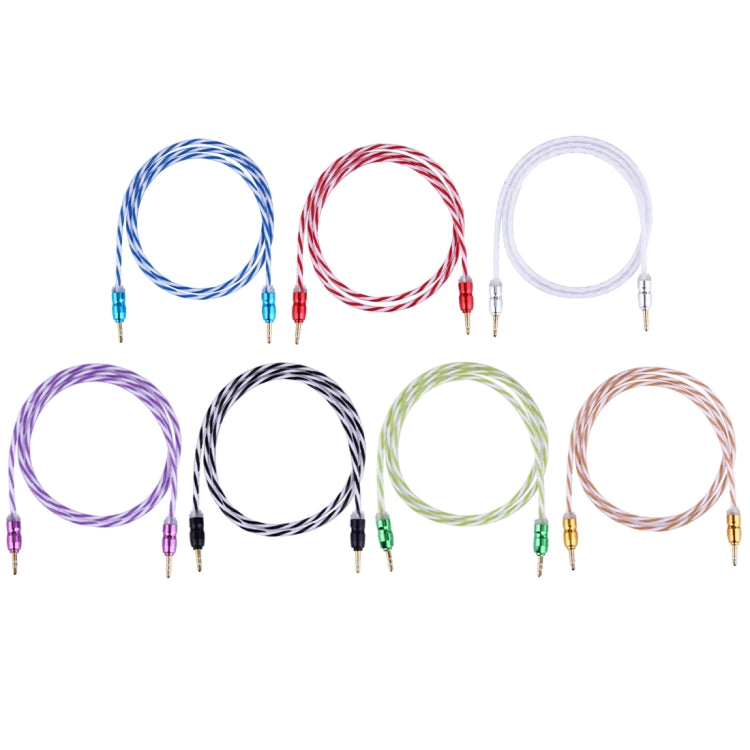 Jelly Color Style Metal Head 3.5mm Male to Male Plug Jack Stereo Audio AUX Cable for iPhone, iPad, Samsung, iPod Laptop, MP3, Length: 1m