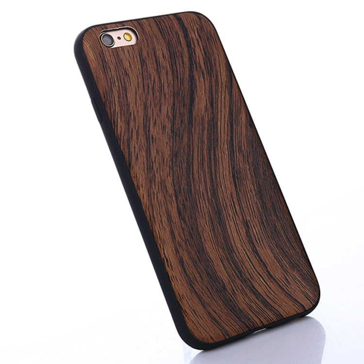 For iPhone 6 Plus & 6s Plus Wood Texture Leather Paste Protective Back Cover Case