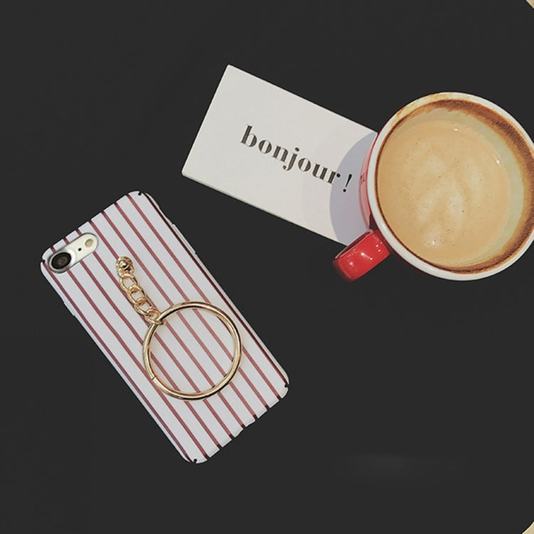For iPhone 6 Plus & 6s Plus Retro Stripes Acrylic Protective Back Cover Case with Big Circle Pendant
