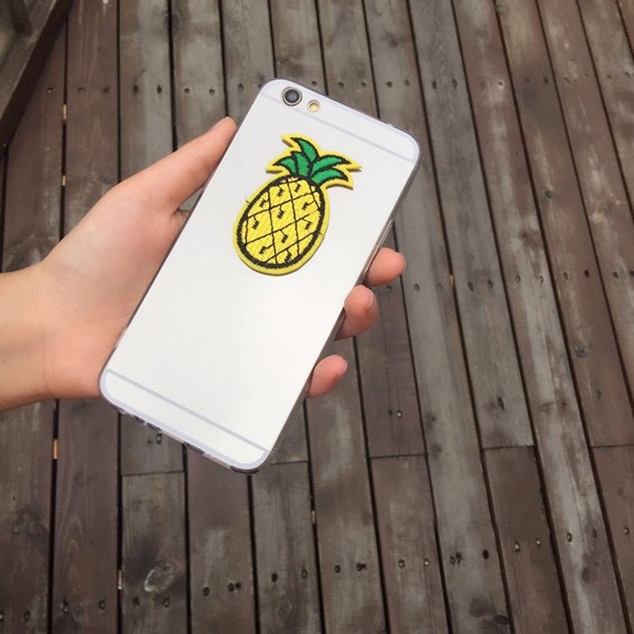 For iPhone 6 Plus & 6s Plus Mirror Embroidery Pineapple Pattern Protective Back Cover Case